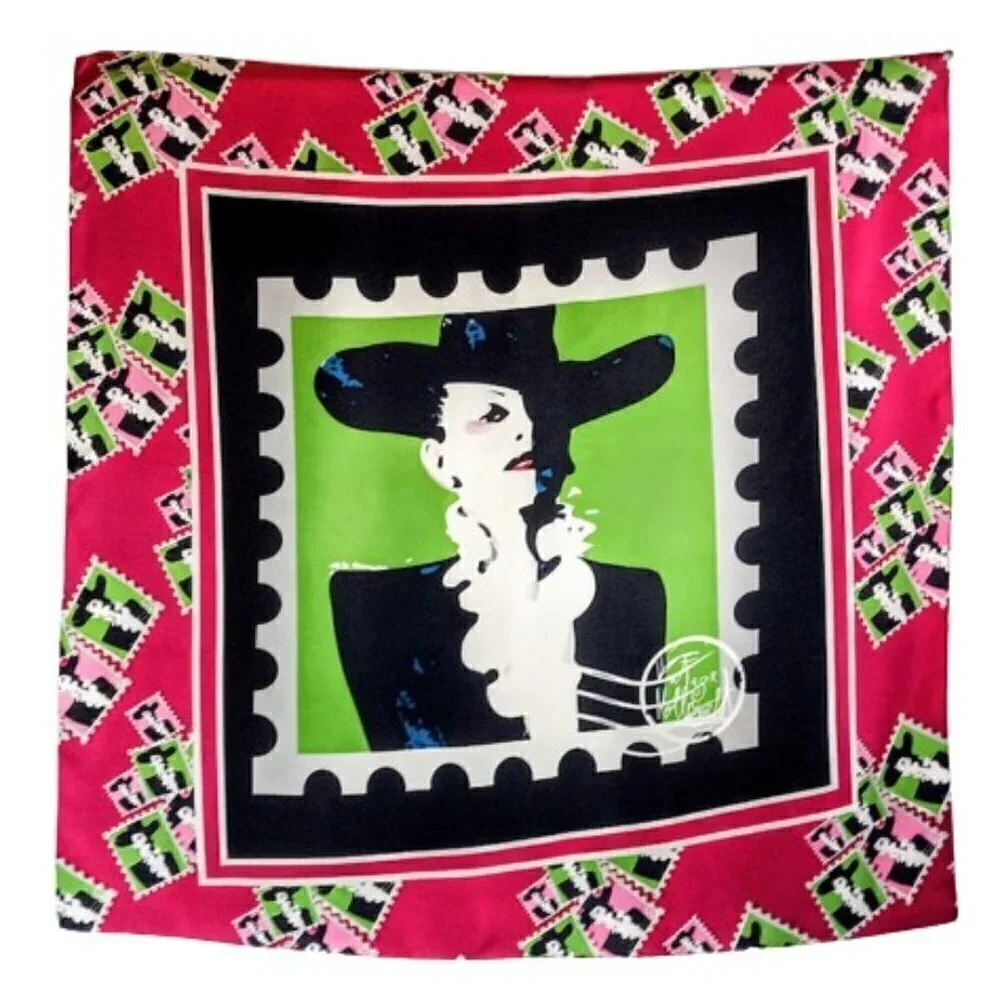 Vintage Vollbracht Postage Stamp Square Silk Scarf